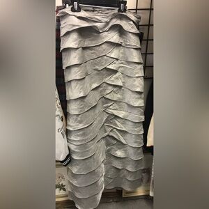 Adrianna Papell Silver Long Evening Skirt EUC